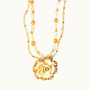 Sculpted Rose Beaded Necklace